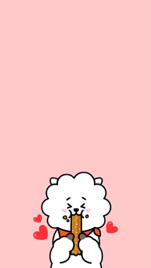 Cartoon Rj Bt21 In Pink Wallpaper