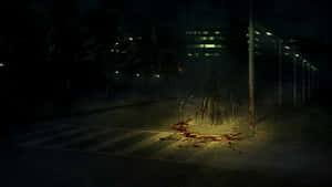 Cartoon Scary Cat With Blood Wallpaper