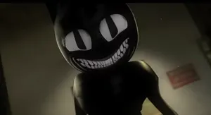 Cartoon Scary Cat With Fangs Wallpaper