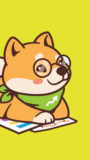 Cartoon Smart Dog In Glasses Wallpaper