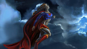 Cartoon Supergirl Flying Wallpaper