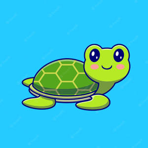 Cartoon Turtle On Blue Wallpaper