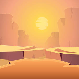 Cartoon Yellow Orange Sunrise Wallpaper