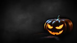 Carved Pumpkin Black Background Halloween Computer Wallpaper