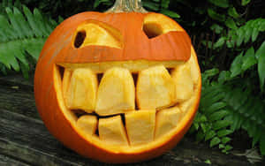 Carved Pumpkin Silly Grin Wallpaper