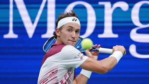 Casper Ruud With An Incoming Ball Wallpaper