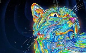 Cat Art Psychedelic Cat Wallpaper