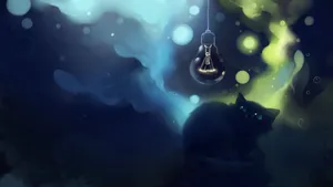 Cat Art Spooked By Light Bulb Wallpaper