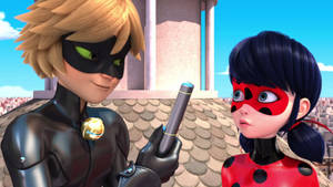 Cat Noir And Ladybug Talking Wallpaper