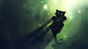 Cat Silhouette In Water Wallpaper