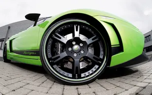 Catch A Fisheye View Of This Green Lamborghini Wallpaper