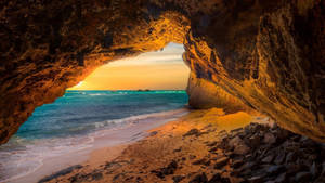 Cave At Beach Wallpaper