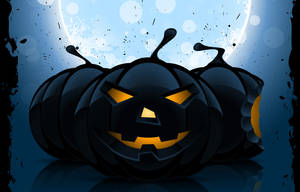 Celebrate A Spooktacular Halloween With This Glowing Black Pumpkin Wallpaper