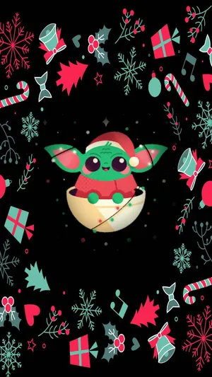 Celebrate Christmas With Baby Yoda Wallpaper