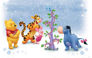 Celebrate Christmas With Winnie The Pooh And Friends Wallpaper