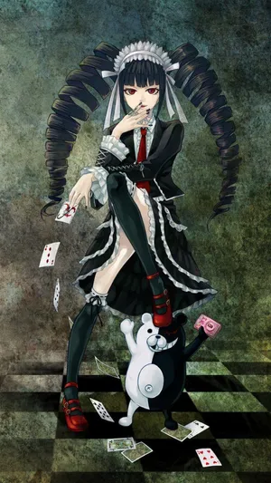 Celestia Ludenberg With Monokuma Danganronpa Pfp Wallpaper