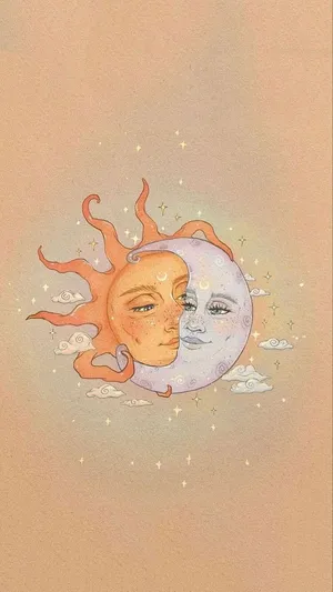 Celestial Harmony - Sun And Moon Aesthetic Wallpaper