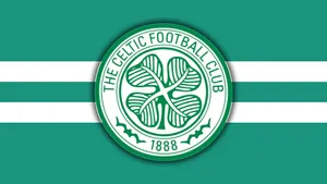 Celtic Fc Logo On A Green And White Background Wallpaper