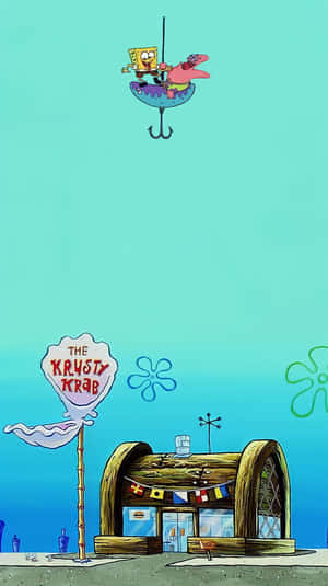 Center Punch Hole Krusty Krab Wallpaper