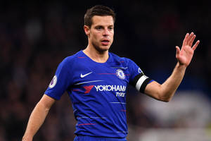 César Azpilicueta In Blue Football Jersey Wallpaper