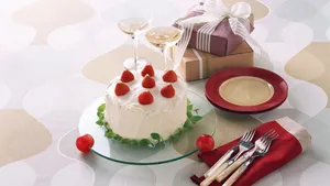Champagne Strawberry Cake Dessert Wallpaper
