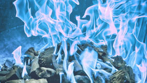 Charcoal Blue Flames Wallpaper