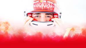 Charles Leclerc White Helmet Red Paint Wallpaper