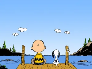 Charlie Brown And Snoopy In Lake Wallpaper