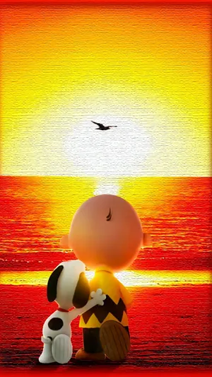 Charlie Brown And Snoopy Sunset Wallpaper