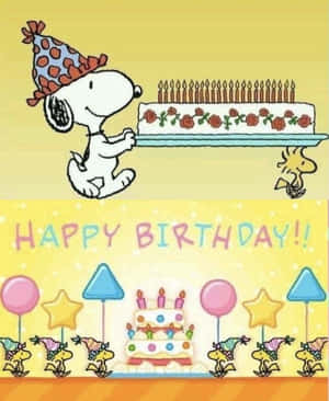Charlie Brown And The Gang Having A Joyful Time At His Birthday Party Wallpaper