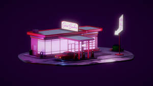 Charming Aesthetic Purple Gas Station Wallpaper