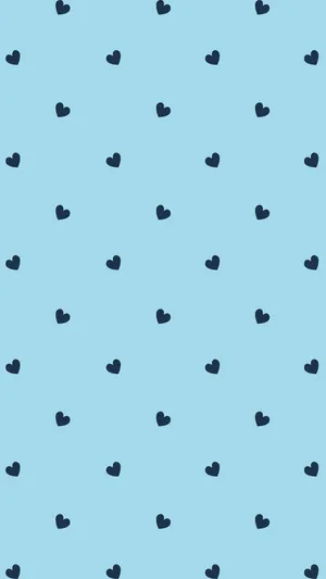 Charming Blue Polka Dot Hearts Wallpaper