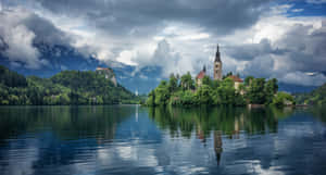 Charming View Of Church Of The Assumption Of Mary On Lake Bled, Wallpaper