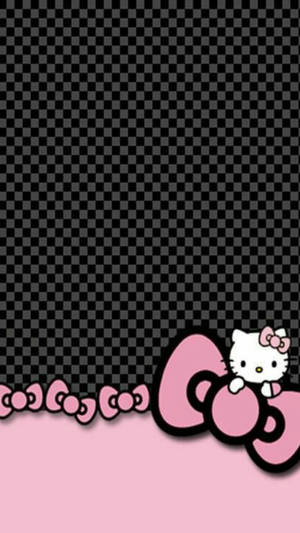 Checkered Pattern Black Hello Kitty Wallpaper
