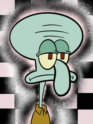 Checkered Sad Squidward Wallpaper