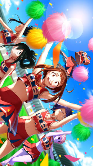 Cheerful Anime Cheerleader Squad Wallpaper