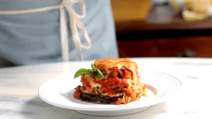 Cheesy Eggplant Parmigiana Thick Red Sauce Wallpaper