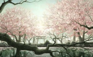 Cherry Blossom Sanctuary Anime Art Wallpaper