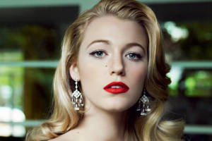 Cherry Red Lips Blake Lively Wallpaper