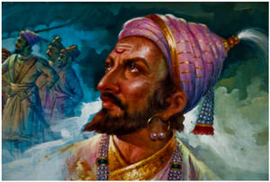 Chhatrapati Shivaji Maharaj With Purple Jiretop Wallpaper