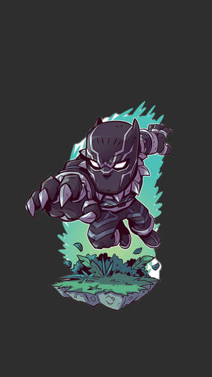 Chibi Cartoon Of Black Panther Android Wallpaper