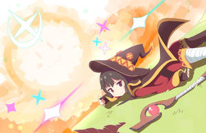 Chibi Megumin In Field Wallpaper