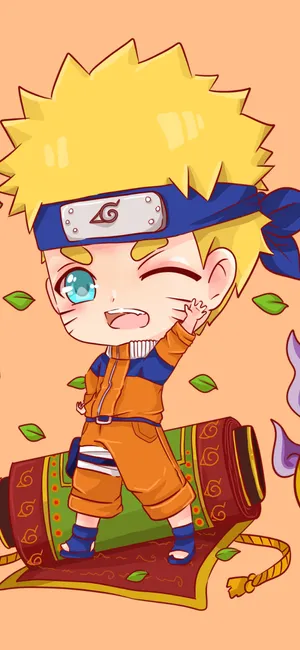 Chibi Narutoon Magic Carpet Wallpaper