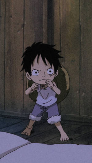 Chibi One Piece Luffy Pfp Ready To Fight Wallpaper