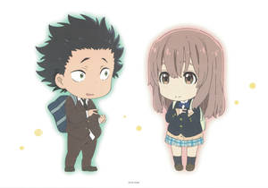 Chibi Version Of Shoko And Shoya In A Silent Voice Wallpaper