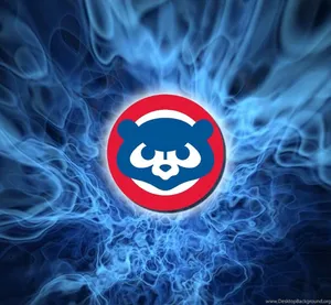 Chicago Cubs Logo On Blazing Fire Wallpaper