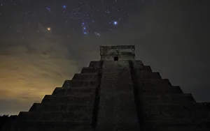 Chichen Itza Mexico El Castillo Blue Stars Wallpaper