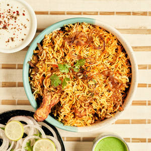 Chicken Biryani Flat Lay Wallpaper