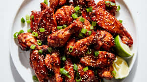 Chicken Wings Savory Lemon Wedges Wallpaper