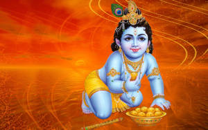 Child Krishna Digital Art Wallpaper